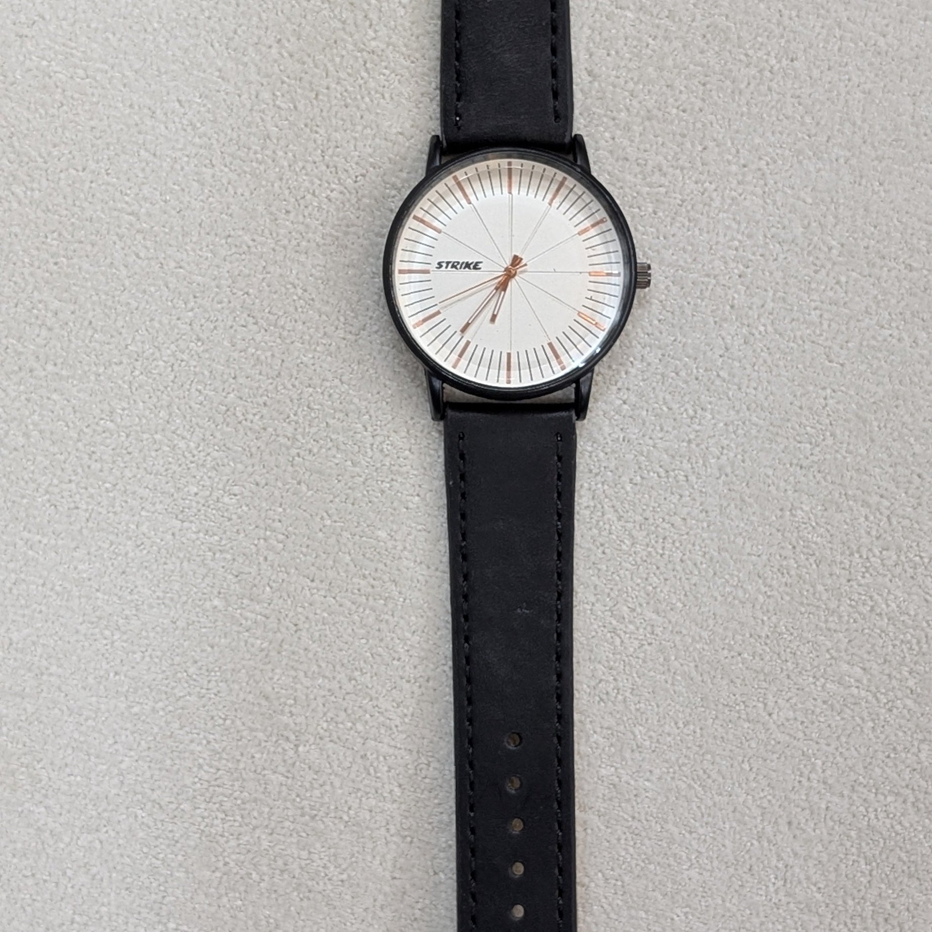 Strike Black Strap with White Dial Men Watch