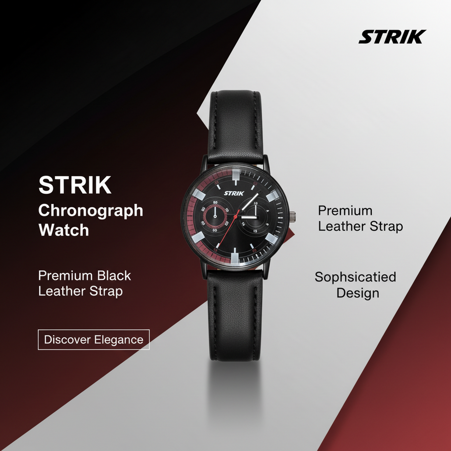 Strike Black with Red Touch Men Watch