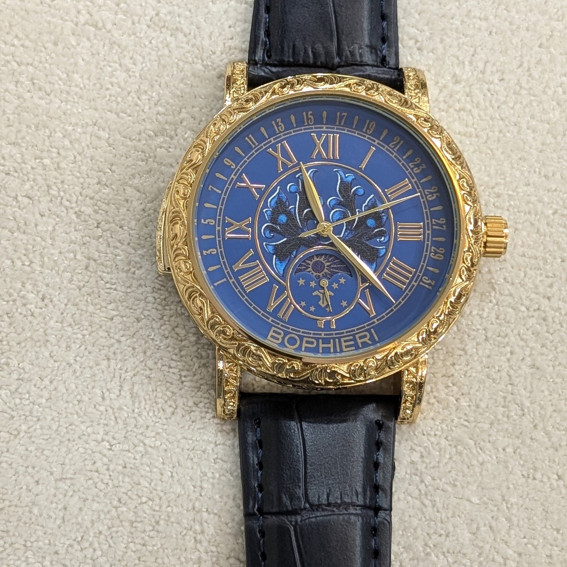 Bophieri Black Strap with Golden Dial Women Watch