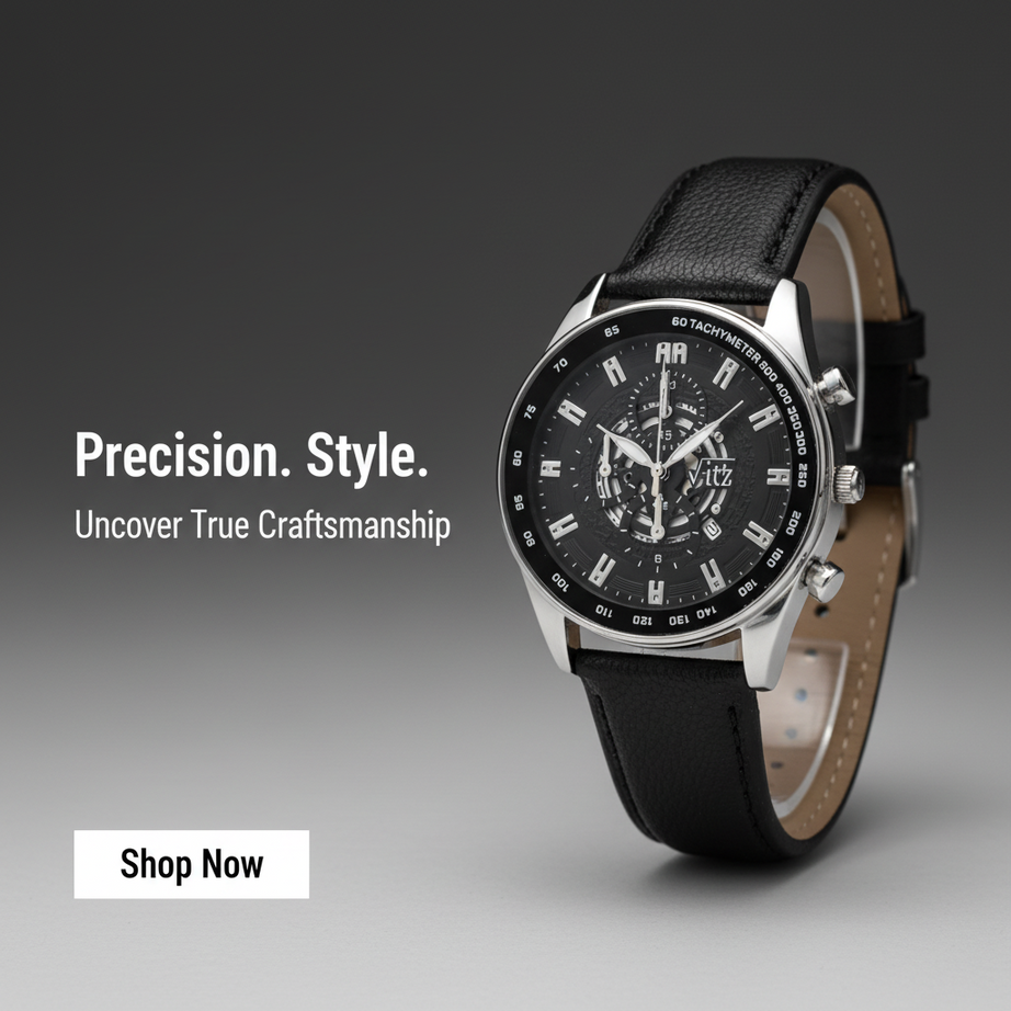 Vitz Vogue Black Men Watch