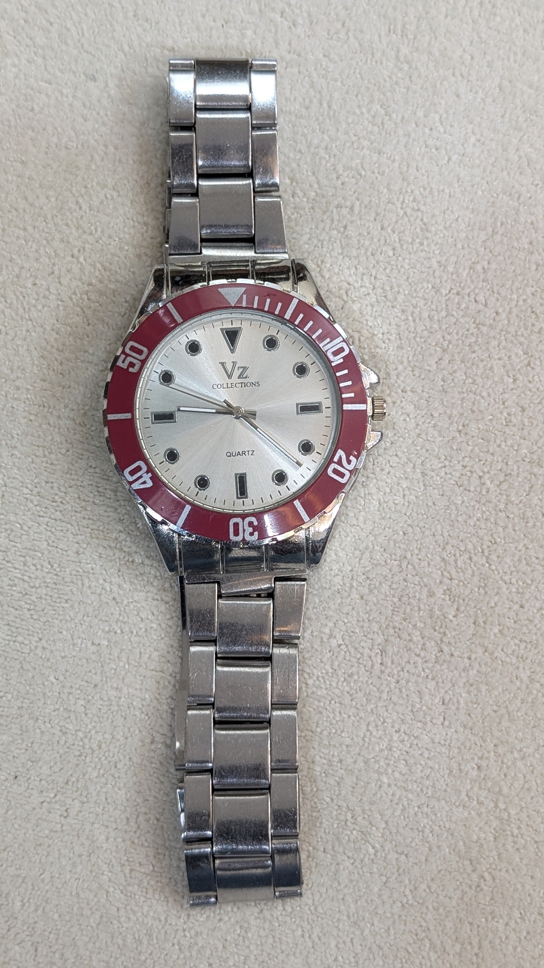 VZ Aurelia Silver Round Maroon Man Watch