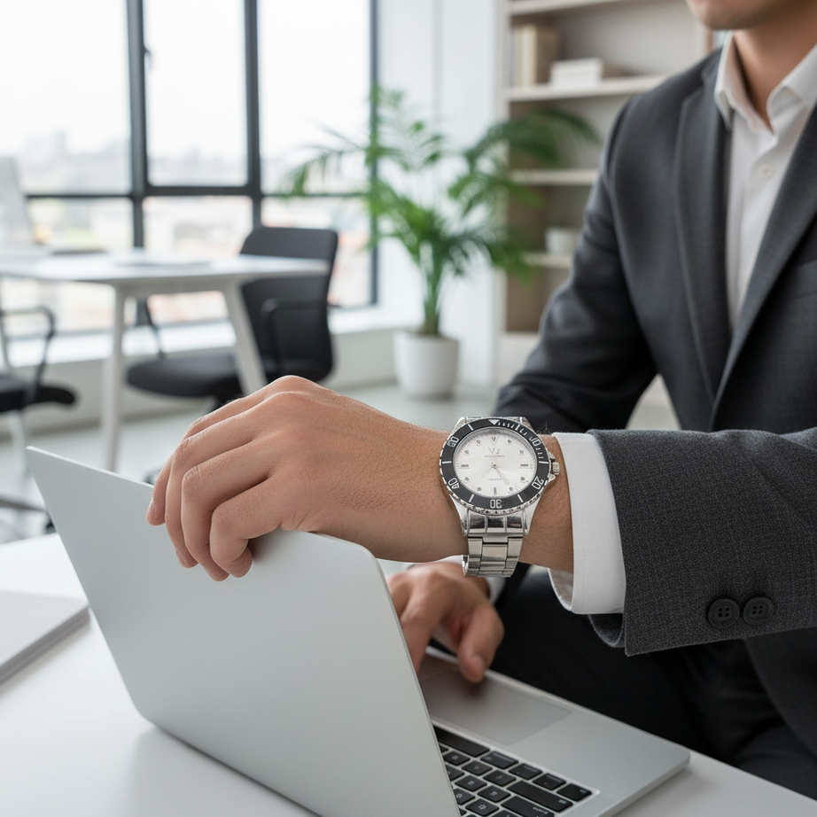 VZ Aurelia Silver Black Round Man Watch