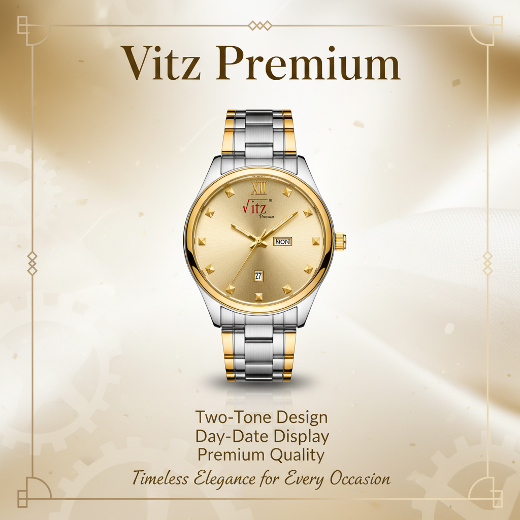 Vitz PrimeX Silver & Golden Touch Men Watch