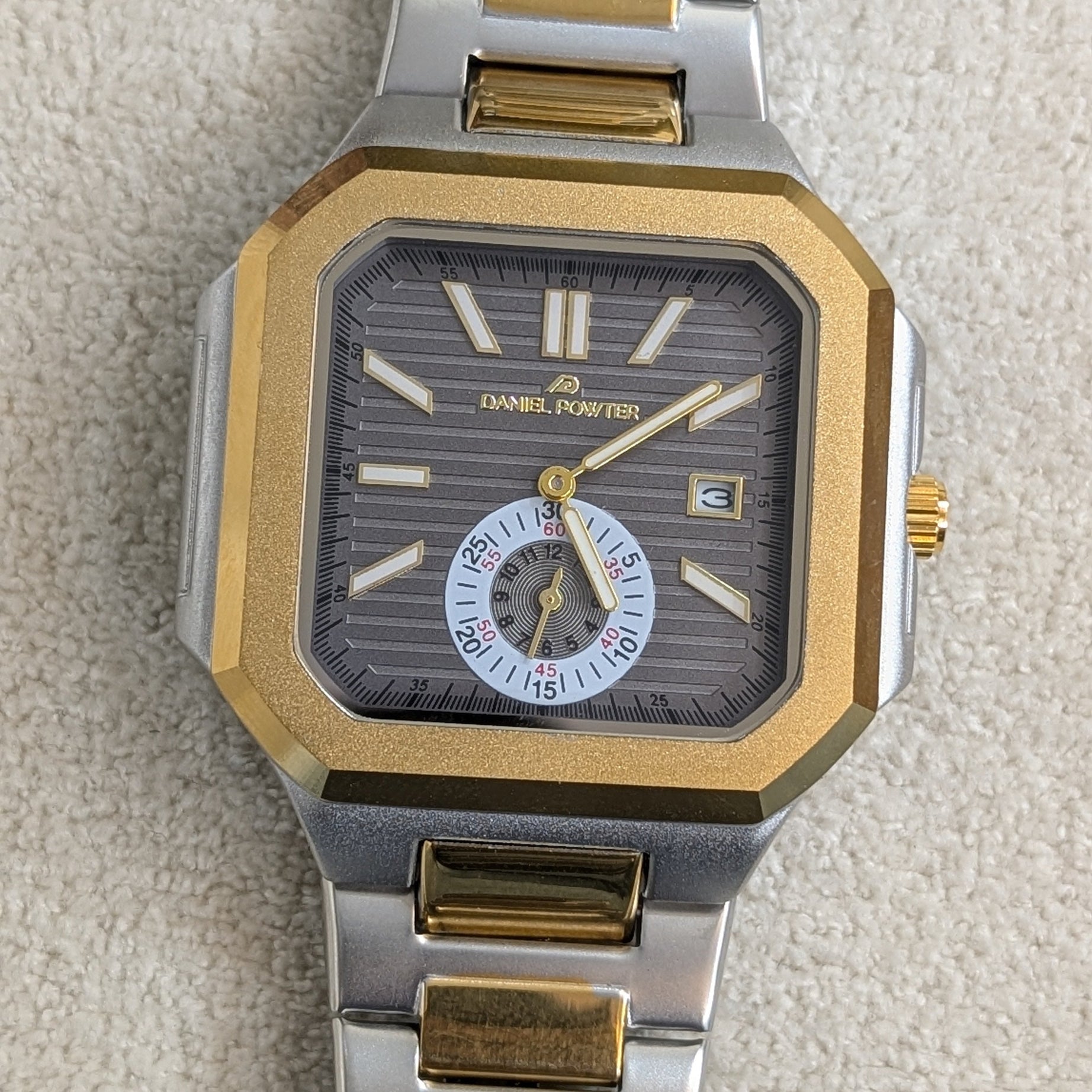Danel Power Silver & Black Dial with Gold-Line Men Watch