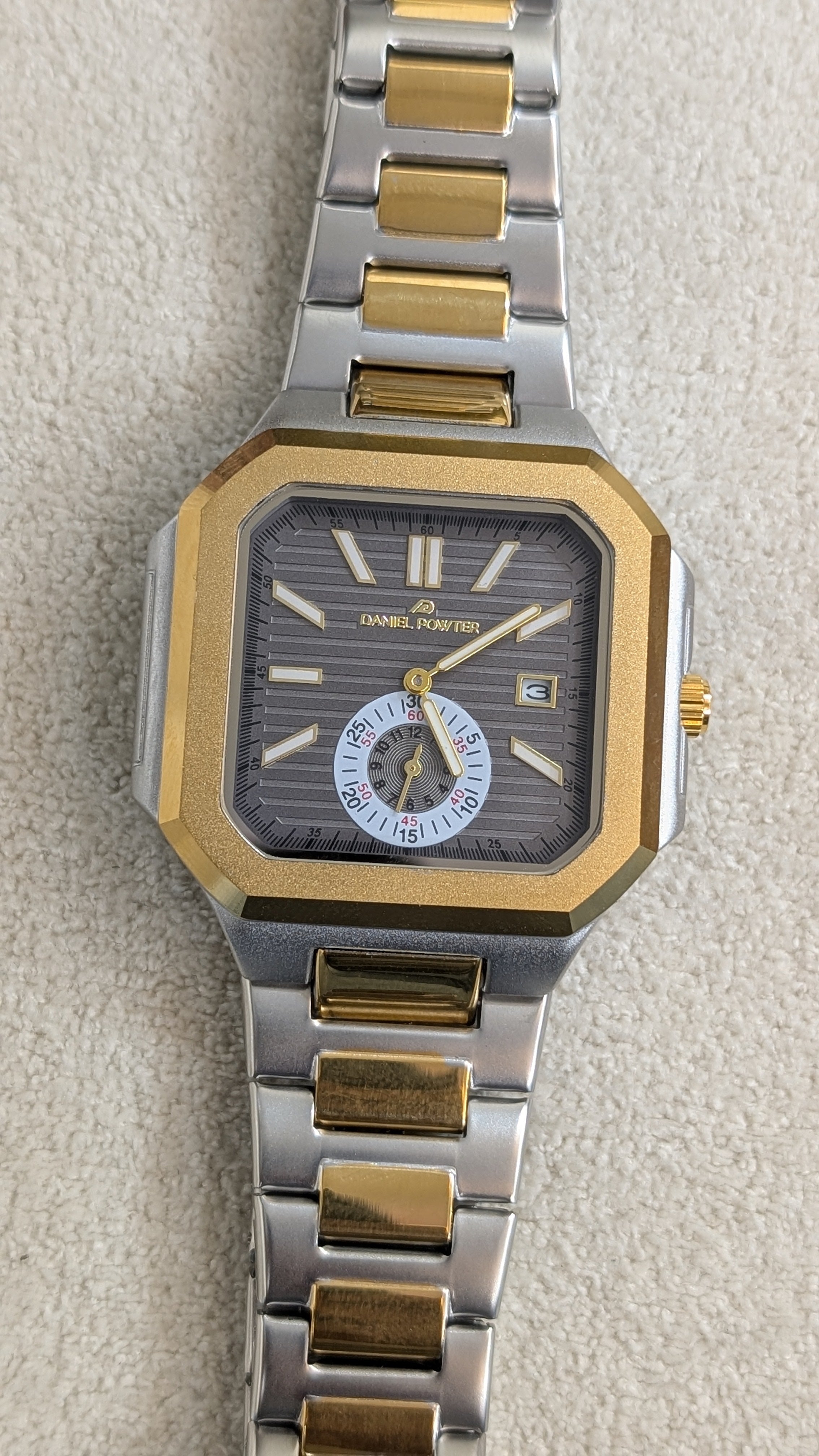 Danel Power Silver & Black Dial with Gold-Line Men Watch
