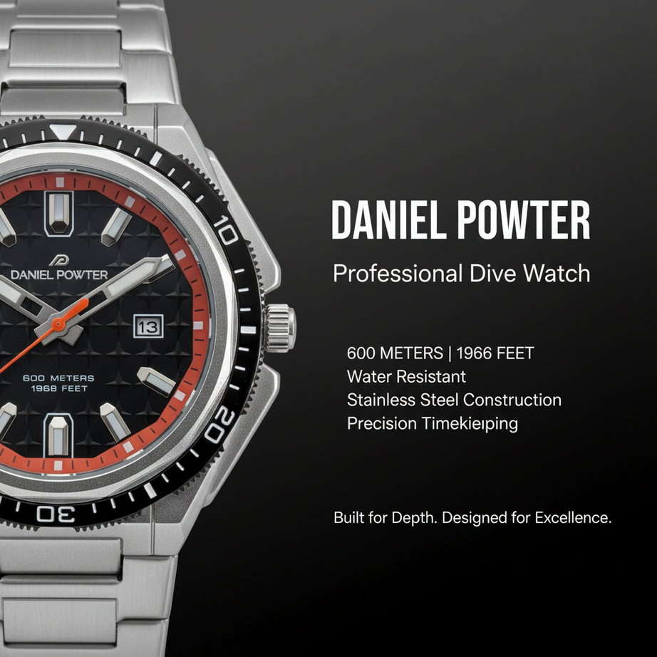 Danel Imperial Silver & Black Dial with Red & Black Shade Men Watch