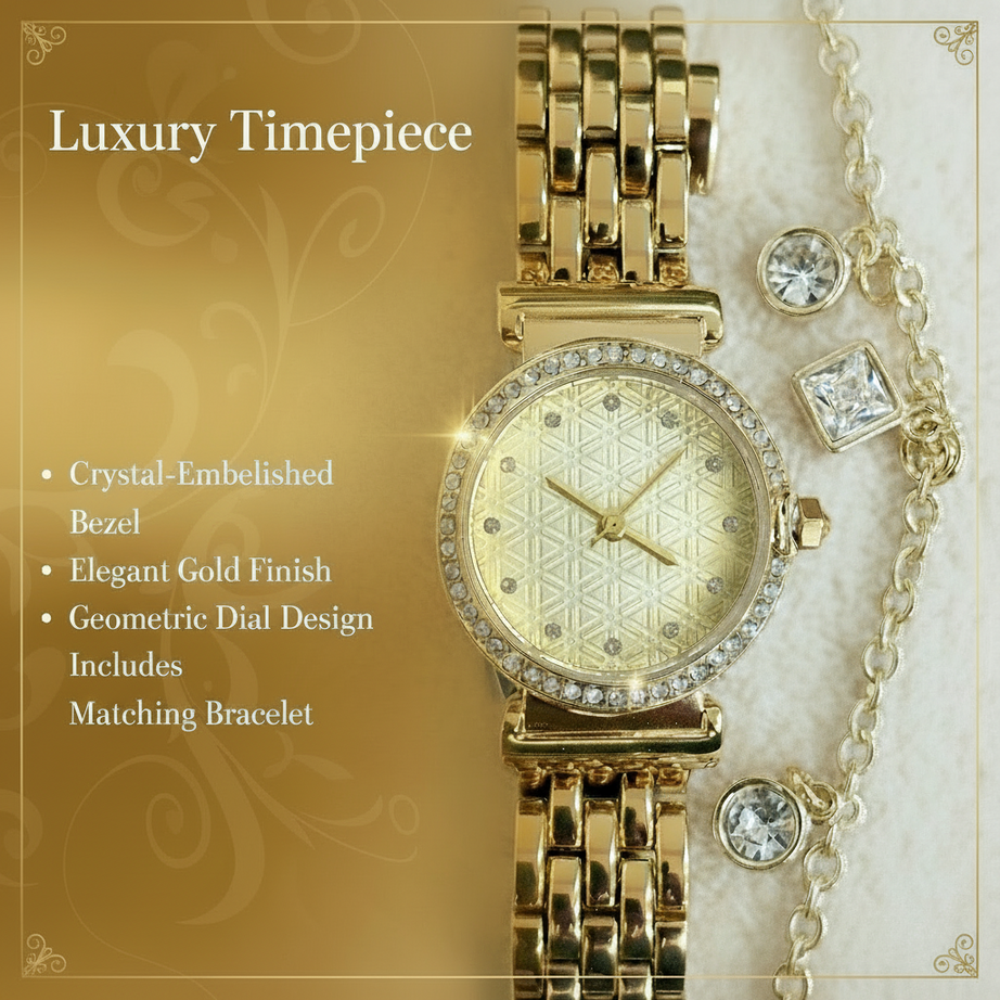 Danel Noble Golden with Diamond Chain Women Watch
