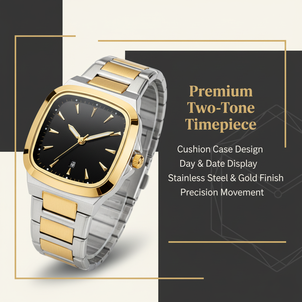 Danel Noble Golden & Silver with Black Dial Women Watch