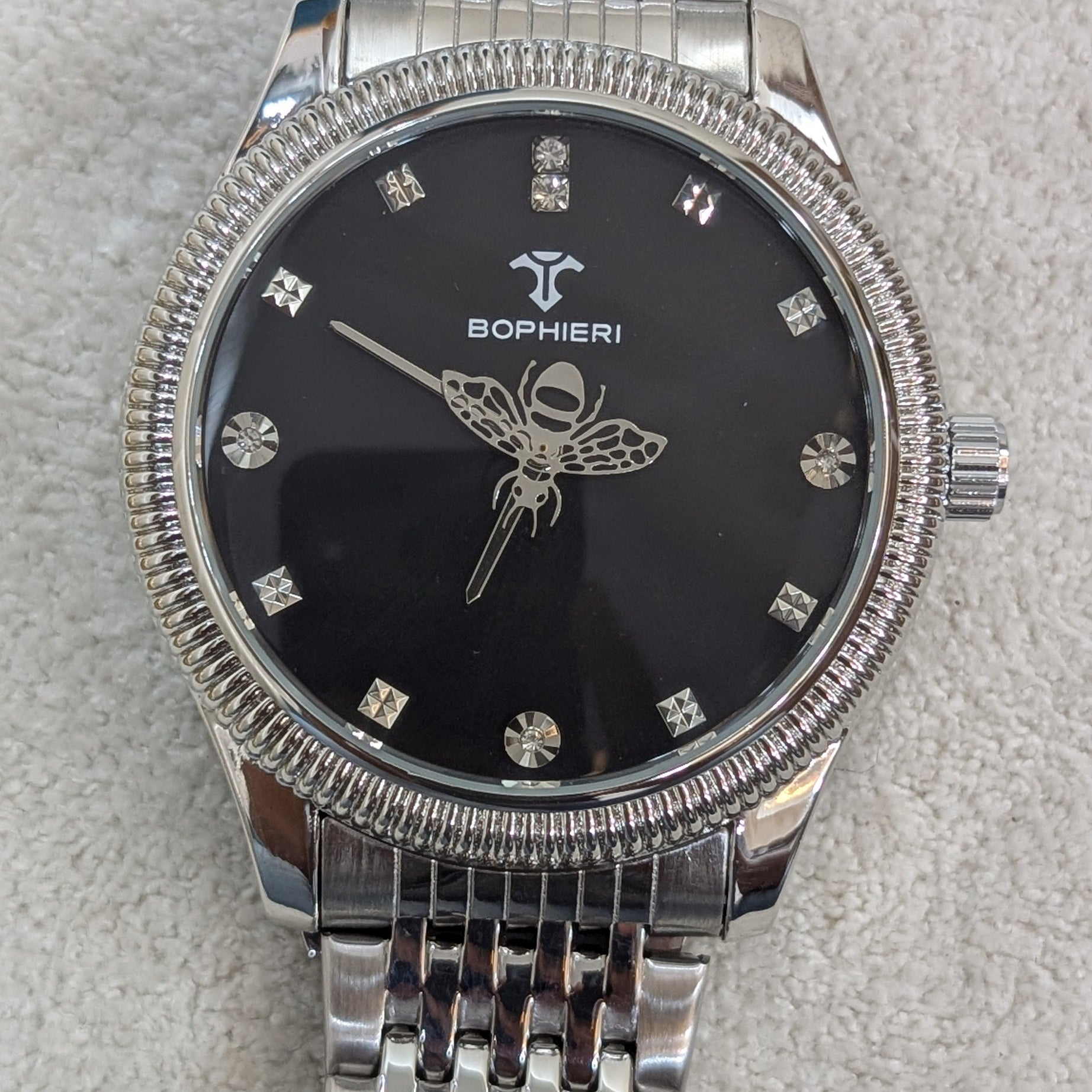 Bophieri Silver with Black Dial Men Watch