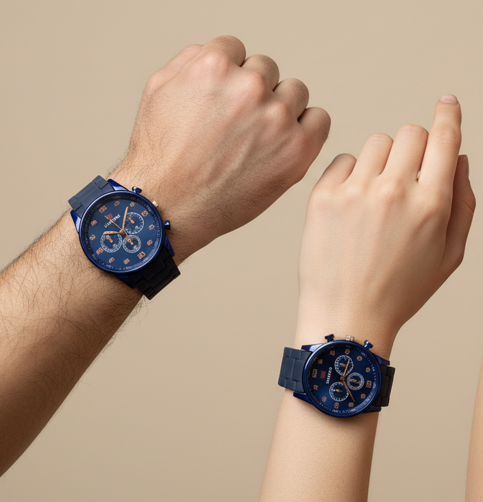LT Royal Classic Navy Blue Couple Watch Set
