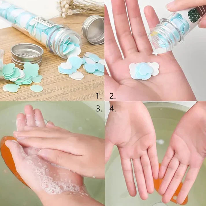 Set of 4 Disposable Mini Scented Paper Soap Tube