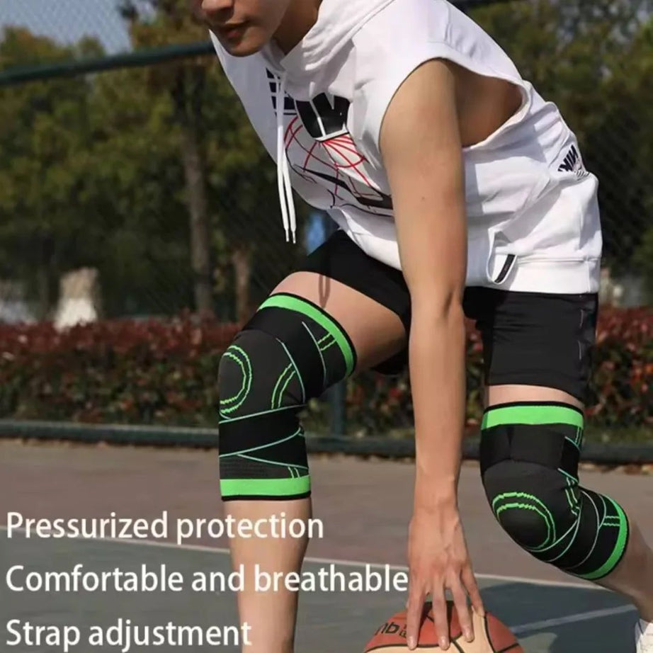 Professional Knee Support Breathable Bandage and Sports Cross Knee Pad with Belt Pressurization