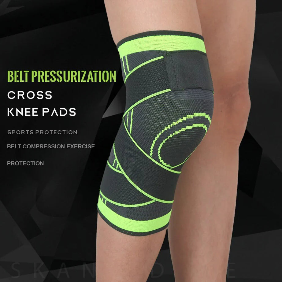 Professional Knee Support Breathable Bandage and Sports Cross Knee Pad with Belt Pressurization