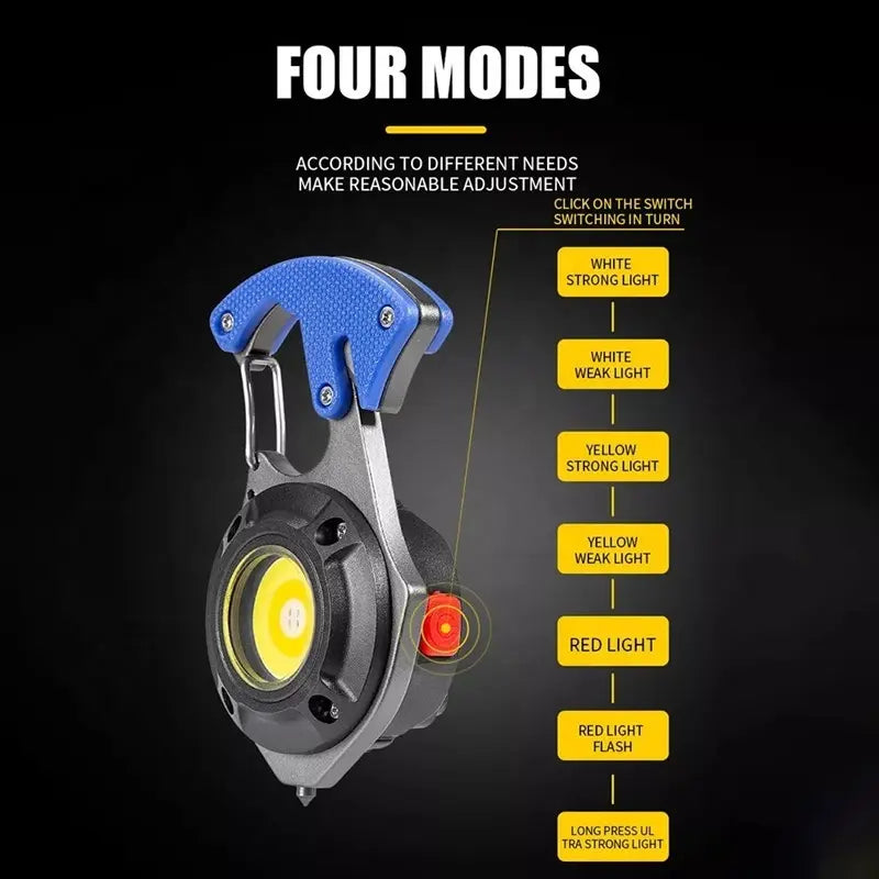 Rechargeable Magnetic Keychain With Cigarette Lighter 7 Modes Torch Light Cutter Screw Driver and more