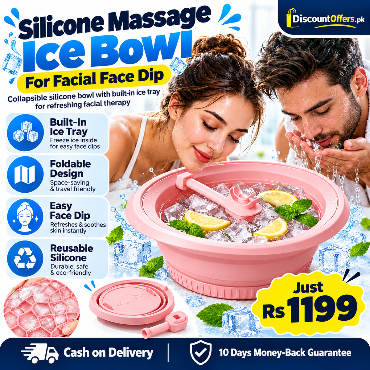 Foldable Silicone Ice Bath Bowl for Face