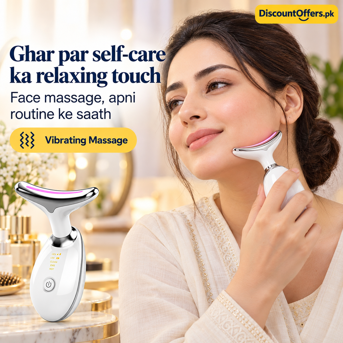 LED Vibrating Massager for Face & Neck