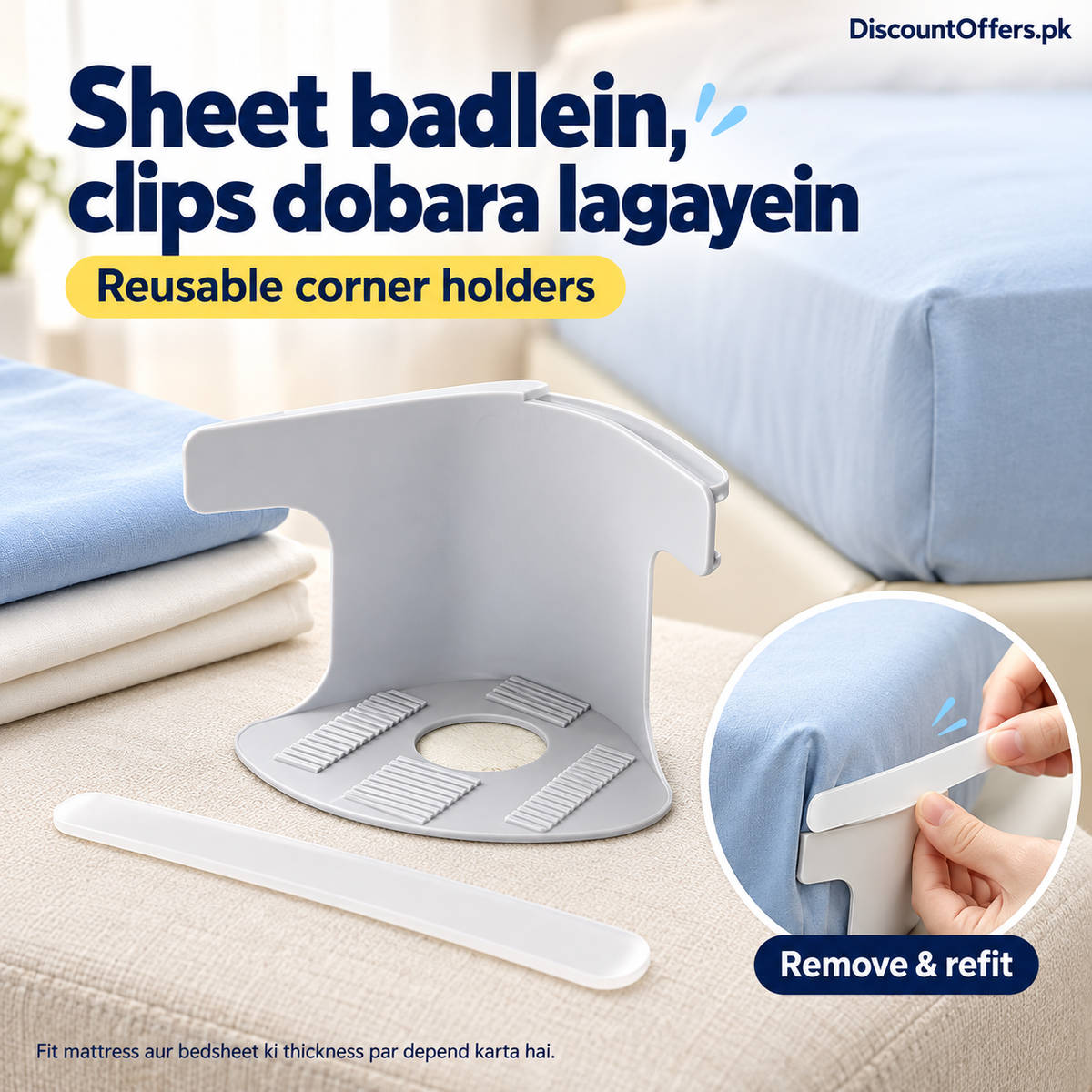 4 Pcs Bed Sheet Corner Clips