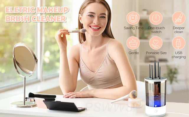3 in 1 Automatic Rechargeable Electric Stand Makeup Brush Cleaner and Dryer For Women