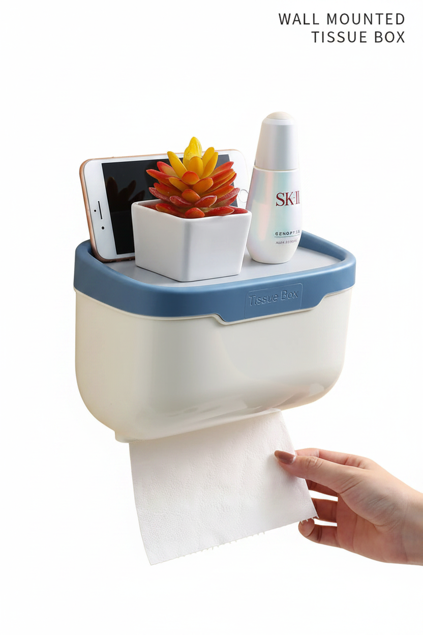Waterproof Wall Mount Tissue Box Holder For Bathroom, Toilet and Kitchen