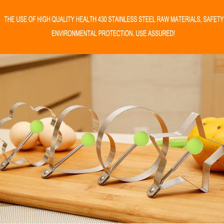 4 Pack Stainless Steel Egg Cooking with Different Shapes Mold for frying Eggs and Omelet