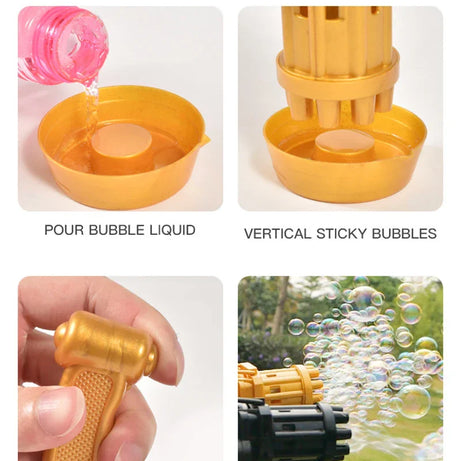 Automatic Gatling Bubble Gun Toys Electric Bubble Machine With Eight Hole Huge Amount Rotary Tube Bubble Machine For Kids Fun