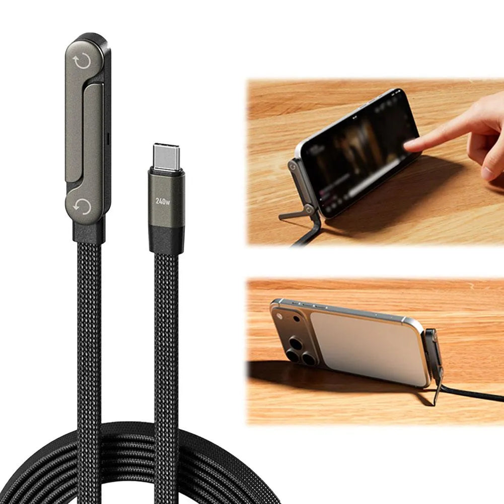 Fast Charging Cable With Foldable Mobile Phone Stand