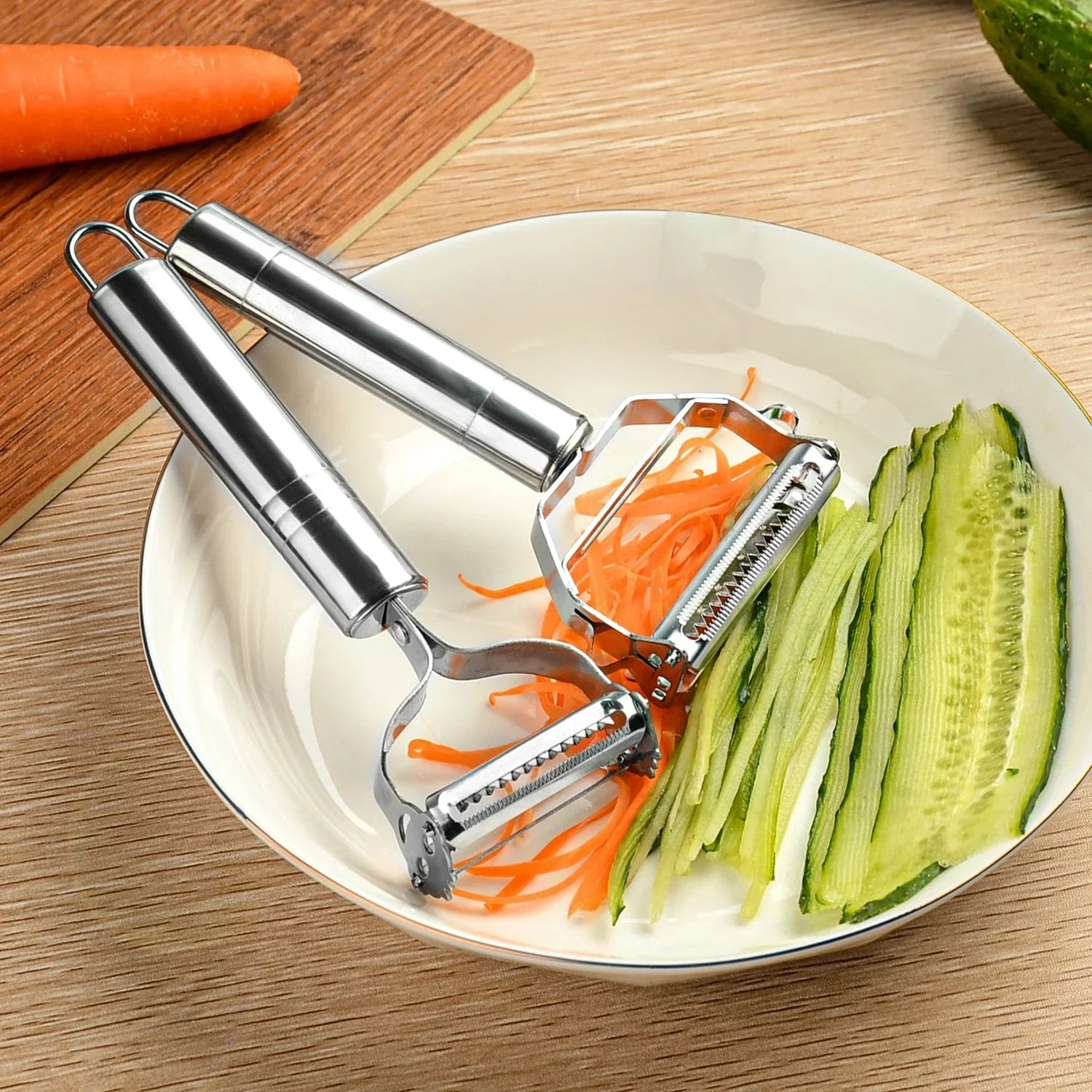 (Pack of 2) Stainless Steel Dual Blade Vegetable Peeler Slicer Shredder Scraper For Fruit, Potatoes, Carrot, Cucumber