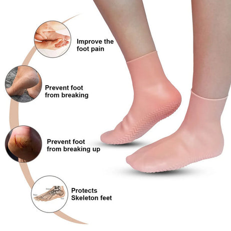 Buy 1 Pair Get 1 Pair Free Offer 4 Pcs Silicone Moisturizing Socks for Foot Care