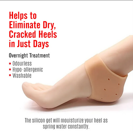 2 Silicon Heel Pads and 2 Socks Imported Washable and Reusable for Revitalizing and Moisturizing Cracked Feet