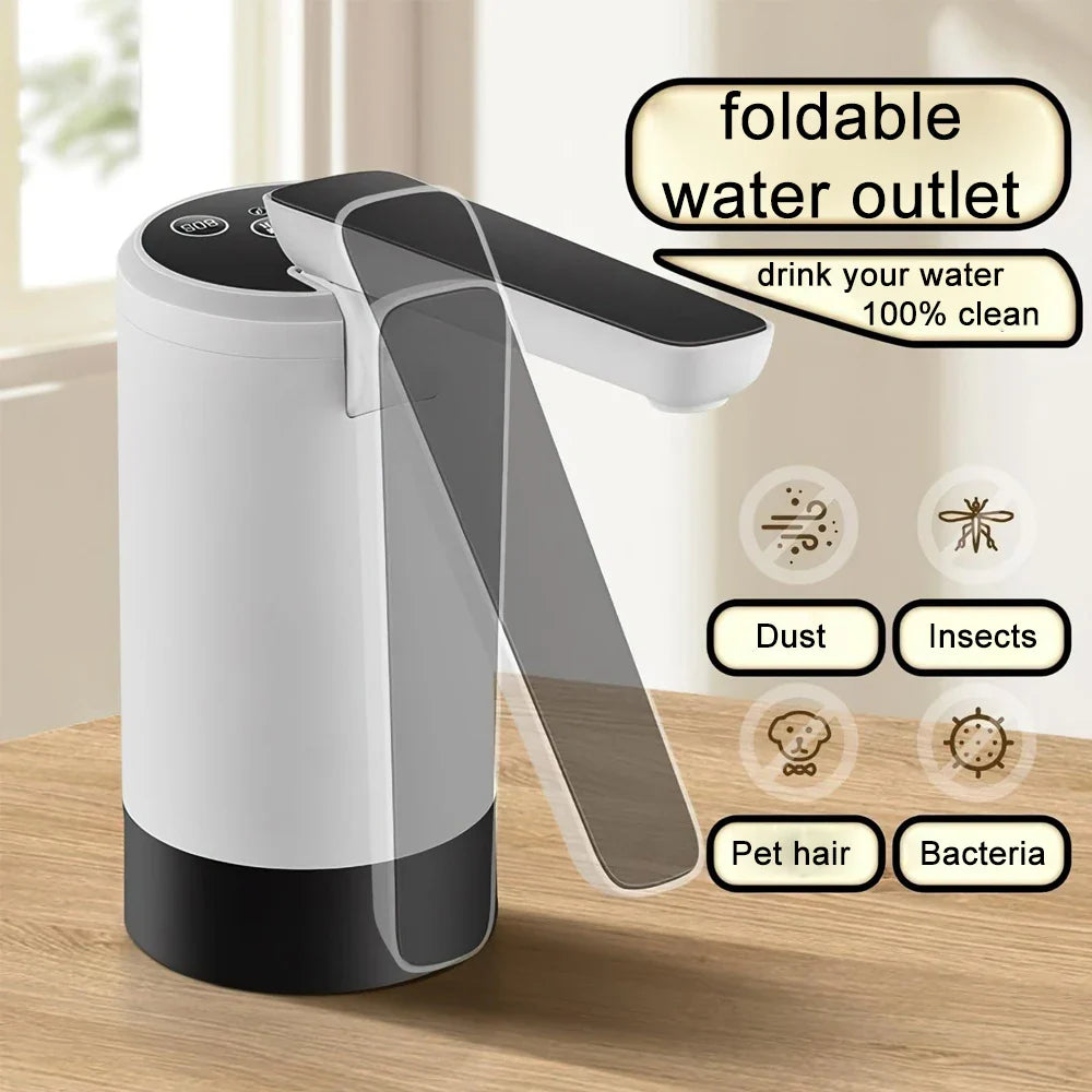 Rechargeable Water Dispenser Pump Foldable Desktop Automatic Drinking Water Machine with USB Charging for Home, Office, Travel, Camping