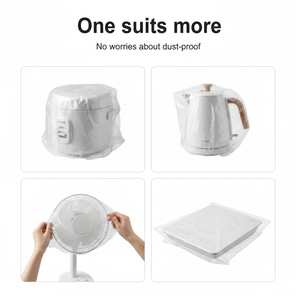 Pack of 10Pcs 120CM Furniture Plastic Cover Dust-proof Disposable For Electric Cooker Oven Electric Fan &amp; Dinning Tables and is Stretchable