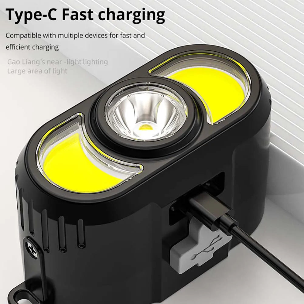 Rechargeable Camping Headlamp IPX4 Waterproof 150LM With Portable Flashlight Magnet Work Lamp Camping