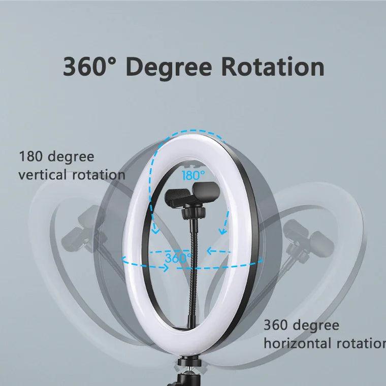 LED Selfie Ring Light with Optional Tripod for Photography Tiktok Live Stream Makeup and Compatible with iPhone & Android