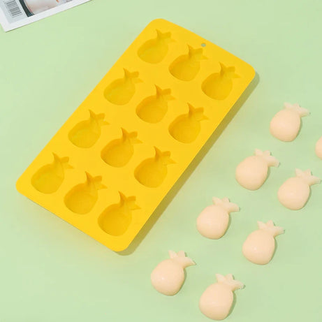 (Pack of 2) Multifunctional Silicone 12 Cavity Pineapple Style Ice Tray For Make Chocolate, Ice, Candy and Jelly