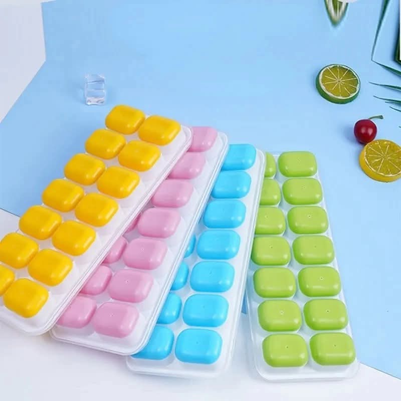 Pack of 3 Sale Offer 14 Grid Soft Silicone Easy Push Ice Trays with Lid