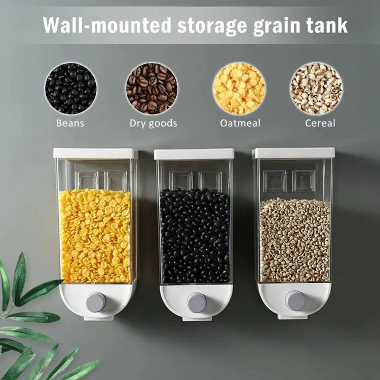 Wall-Mounted Food Storage Dispenser and Organizer for dry foods flour sugar rice grain cereals and more