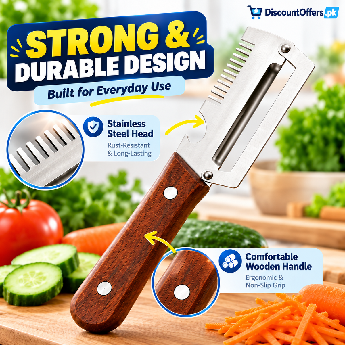 3-in-1 Vegetable Peeler, Shredder and Bottle Opener