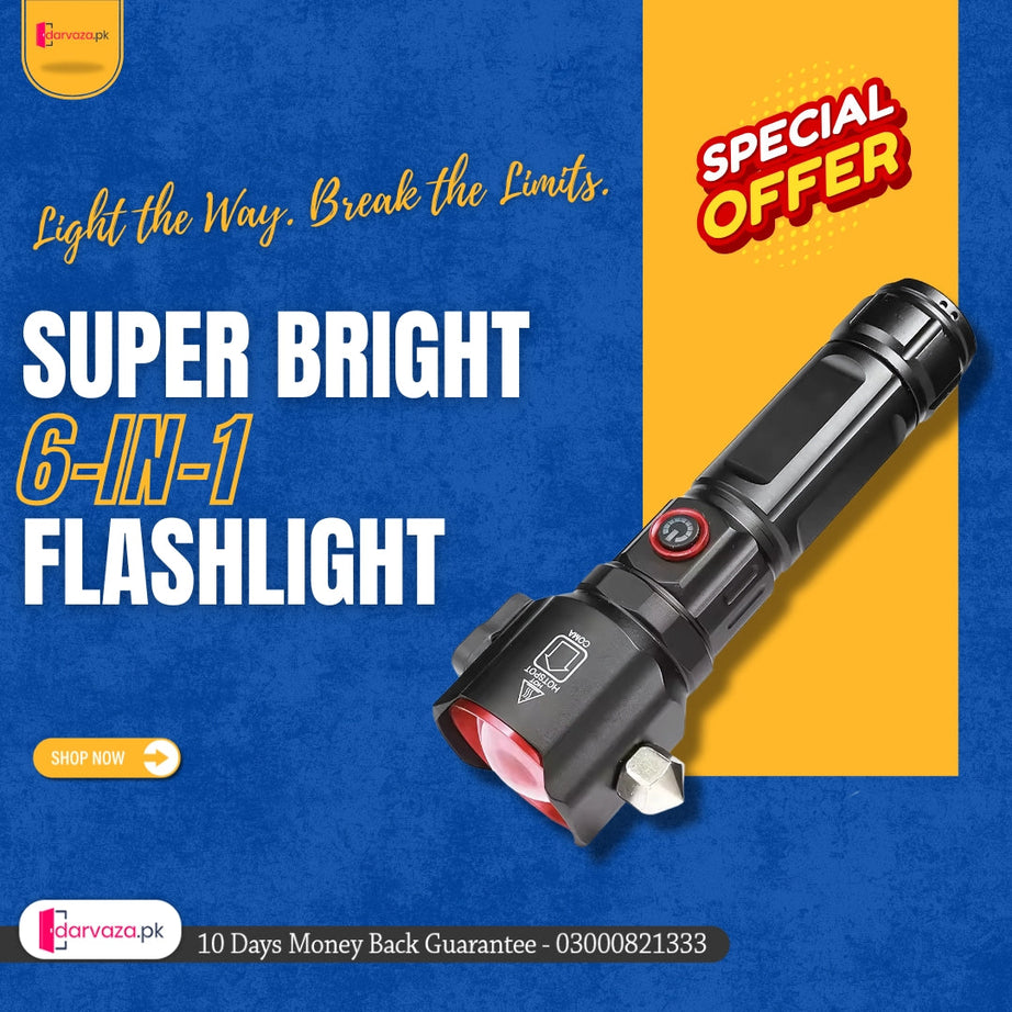 Super Bright Metal FlashLight Torch with adjustable focus Hammer and Mobile Power Bank