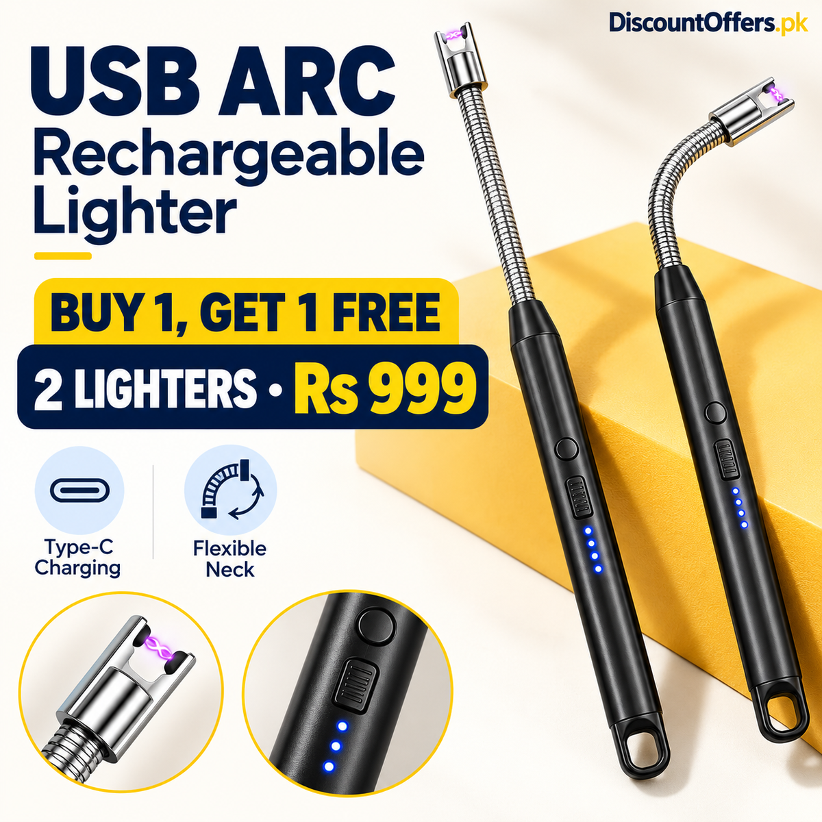 Pack of 2 USB ARC Rechargeable Lighters