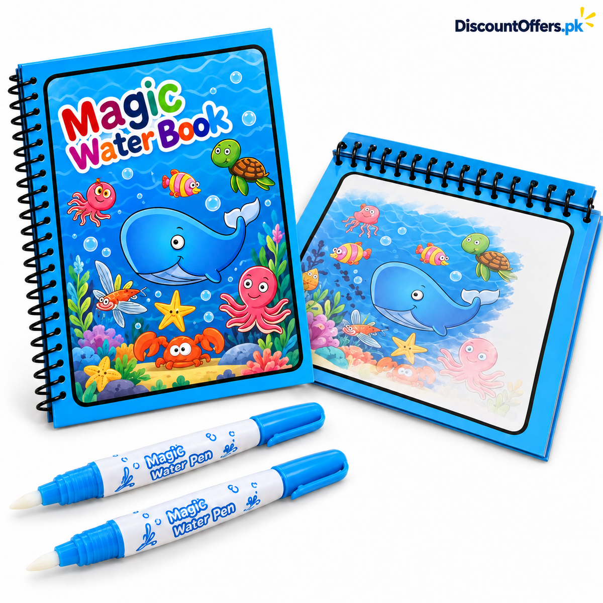 2 Magic Water Coloring Pens and 2 Drawing Reusable Books
