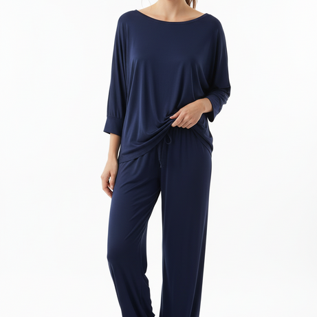 V-Neck Navy Blue Women’s PJ Set