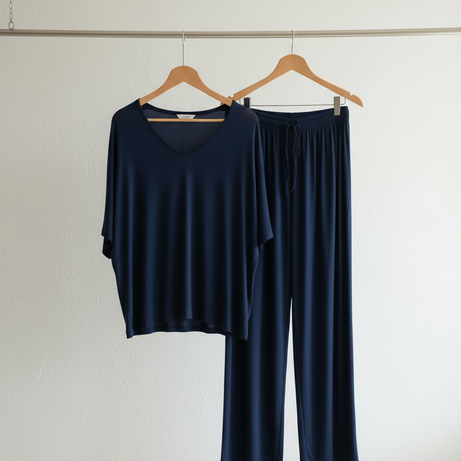 V-Neck Navy Blue Women’s PJ Set