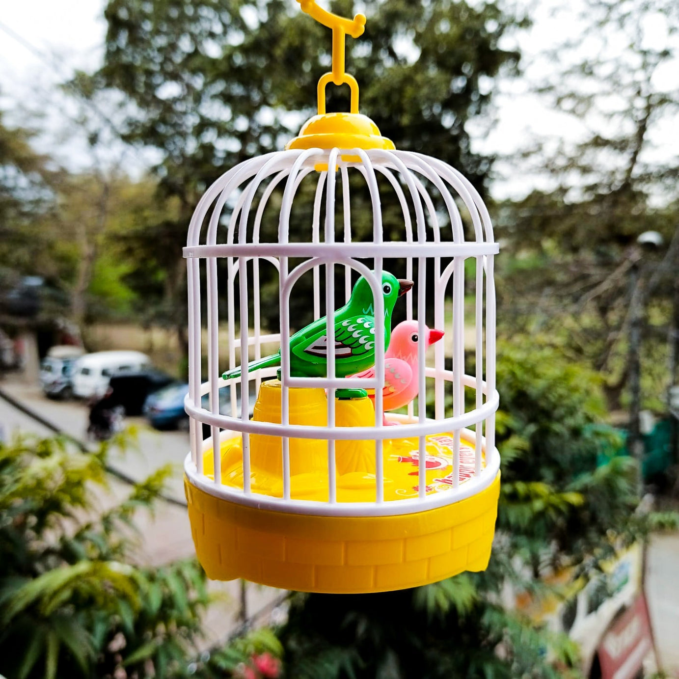 Cell Operated Voice Control Vivid Appearance Birds Cage Toy with Box For Kids and Baby