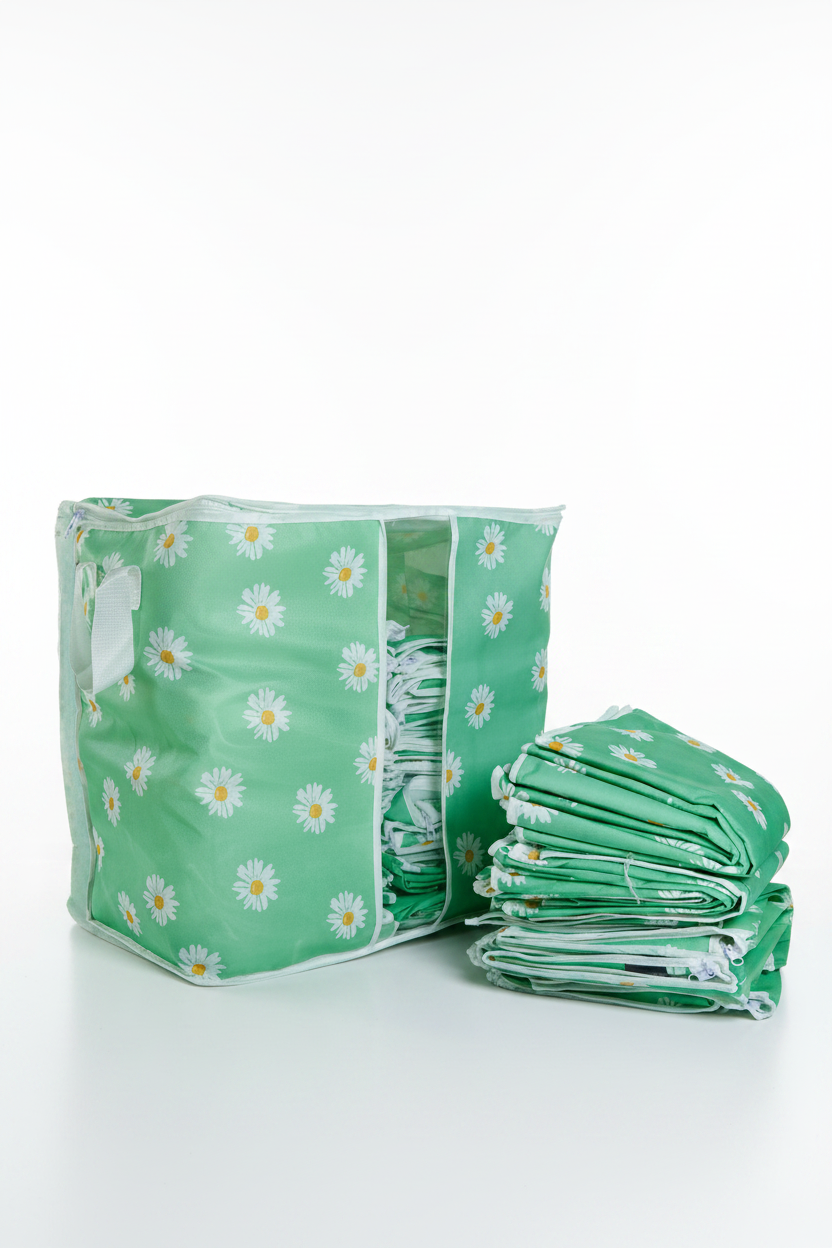 (Pack of 4) Printed Clothing Storage Organizer Bags For Traveling Home and Outdoor Use