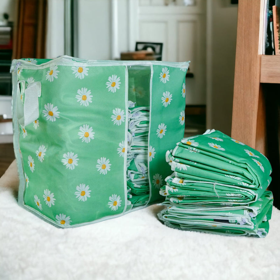 (Pack of 4) Printed Clothing Storage Organizer Bags For Traveling Home and Outdoor Use