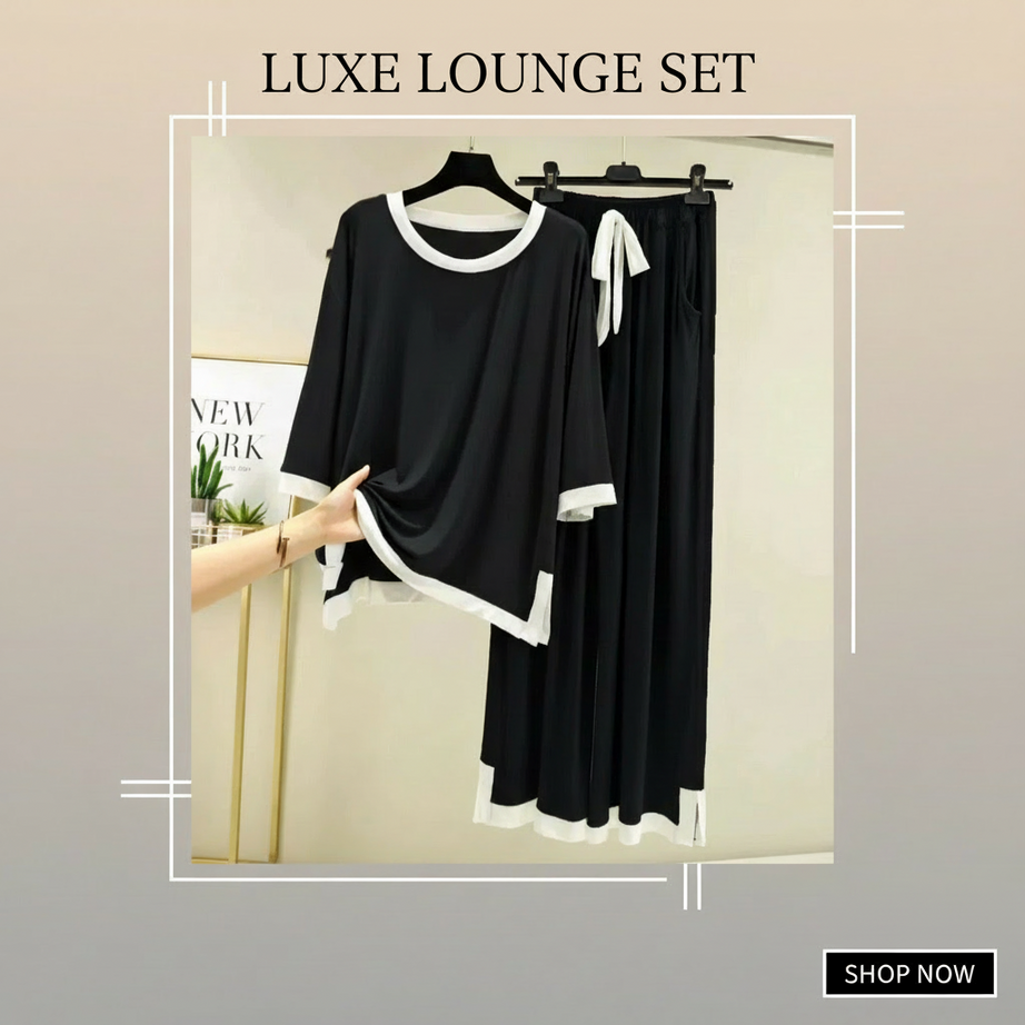 Black White Round Neck Plazzo PJ Set