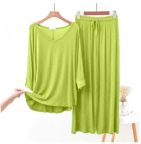 Lemon Green V-Neck Women's PJ Set