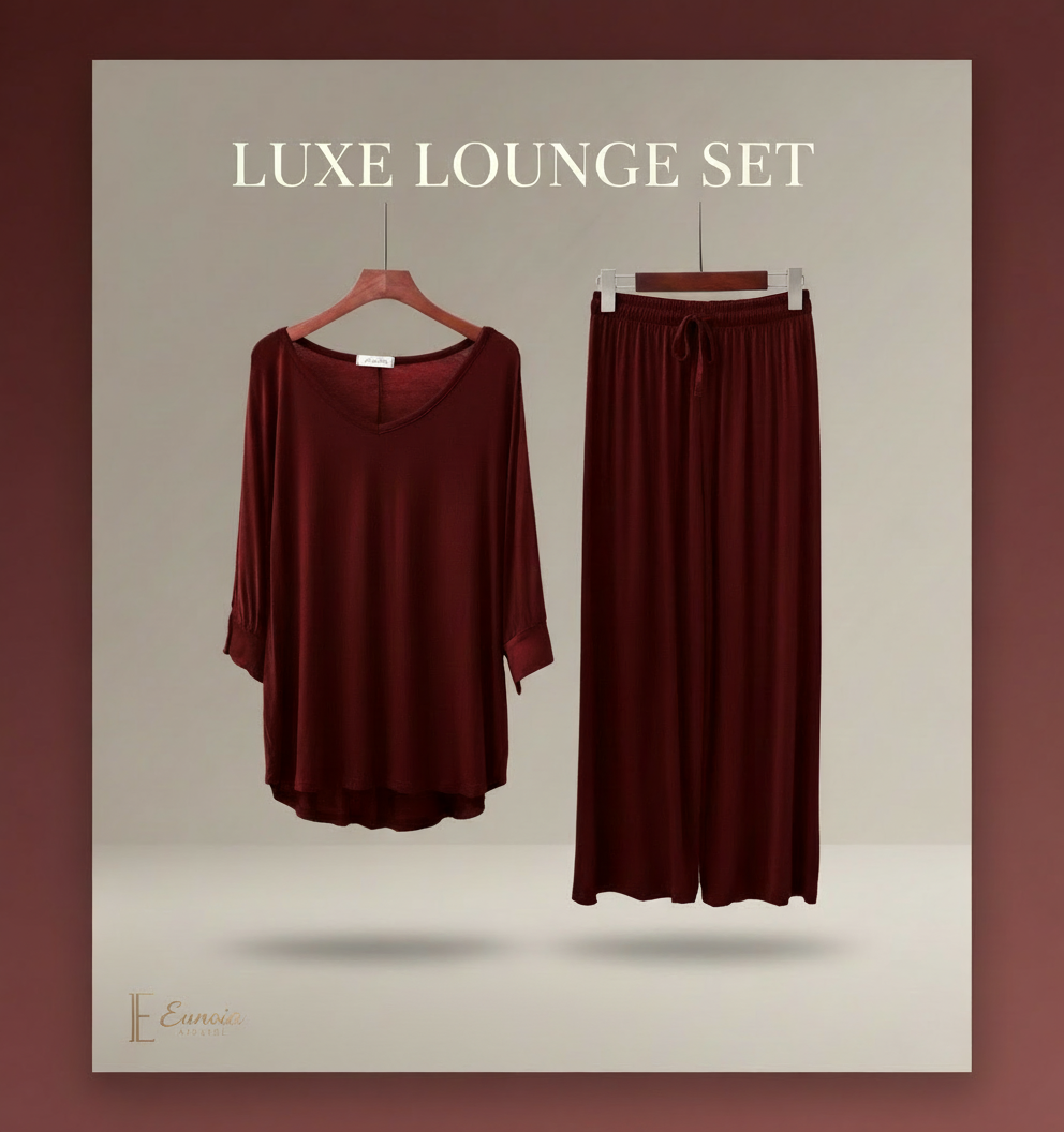Maroon V-Neck Women's PJ Set