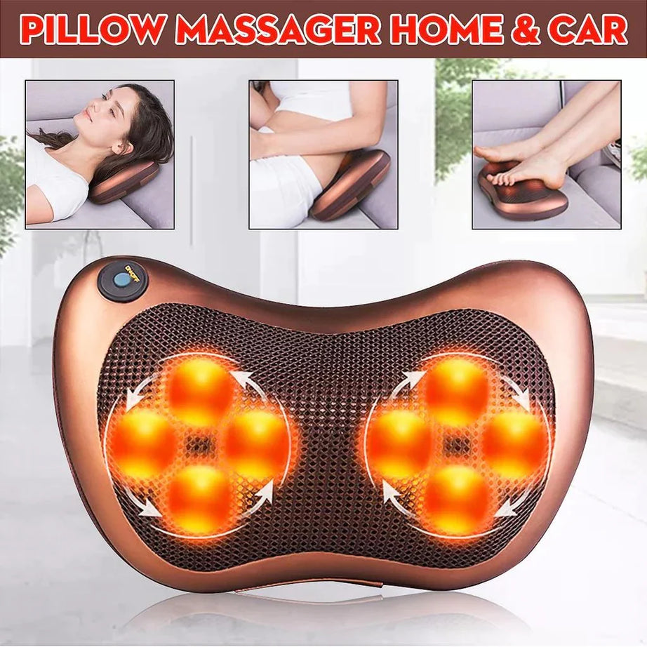 Electric Massager Pillow with Heating Function For Pain Relief and Neck / Back Relaxation