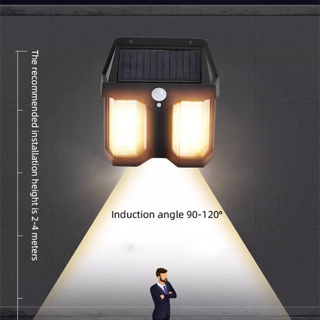 Dual Solar Motion Sensor Light Waterproof IP65 with Remote for Outdoor Home Garden Wall Compound Entrance Automatic Lamp